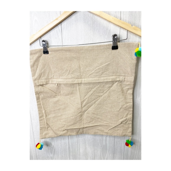 Boho Pom Pom Embroidered Pillow Case - Picture 3 of 3
